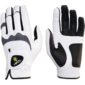 HIRZL Trust Hybrid Ladies Golf Gloves - All Weather Womens Golf Glove, White/Black, Nylon, Kangaroo Leather, Polyester, Ultimate Grip (Wet/Dry), Ergonomic Fit, Breathable
