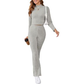 Yajedo Women's 2 Piece Tracksuits Long Sleeve Hoodie Leggings Workout Outfit Pullover Tops Loungewear Sets