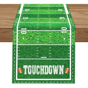 Football Court Table Runner, Touch Down Football Birthday Party Table Runner for Home Kitchen Dining Table Decoration (14 x 72 Inch)