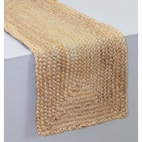 COTTON CRAFT Jute Braided Table Runner - Rustic Farmhouse Table Runner - Jute Kitchen Table Runner - Harvest Fall Thanksgiving Holiday Christmas Party Dining Tabletop Runner - 13x36 inches - Natural