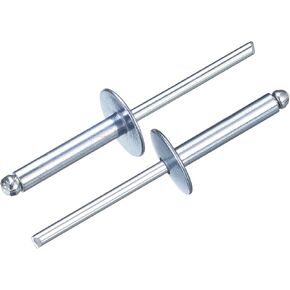 uxcell 50Pcs 3/16"x1" Large Flange Blind Rivets, Zinc-Plated Carbon Steel Grip and Mandrel Cap Blind Rivets, Silver