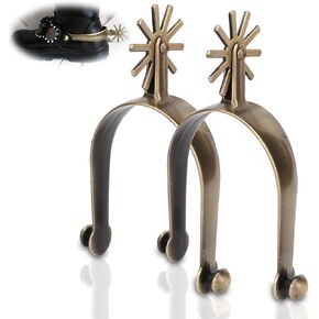 1 Pair Horse Spurs Cowboy Stainless Steel Spurs sporen cowboy Western Cowboy Spurs cowboy sporen with Copper Rowel, Horse Boot Spurs Horse Spurs Vintage with Gear for Riding Otros Productos