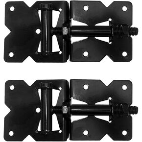 Economy Self Closing Vinyl Gate Hinges - Black - for Vinyl, PVC and Plastic Fencing: Vinyl Fence Gate Hinges w/Mounting Hardware (1 Pair, 2 Hinges)