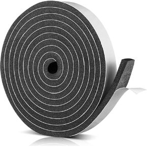Nuanchu Foam Insulation Tape Stripping Neoprene Long Sponge Foam Weather Stripping Foam Strips with Adhesive for Door, Automotive, Air Conditioner Seal(1,1-1/2in Wide X 1/2in Thick X 16.5ft)