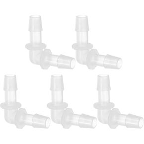 PATIKIL 3/8" Plastic Hose Barb 90 Degree Elbow, 10 Pack L-Barb Fittings 2 Way Equal Barbed Joint Connector Splicer Mender Hose Adapter Union Adapter for Aquarium Fuel Gas Liquid Air