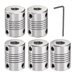 uxcell 5 Pcs Aluminum Alloy Shaft Coupling 7mm to 8mm, Flexible Coupling Motor Connector Joint, Stepper Motor Coupler for CNC Machine & 3D Printer (L25xD19)