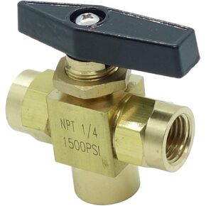 1 Piece Brass 1/4 NPT Female L Port 3 Three Way Ball Valve 1500 Psi