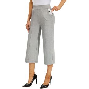 Willit Women's Capri Pants Dress Yoga Pants Wide Leg Business Casual Capris Work Slacks Stretch High Waisted 21"