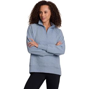 RBX Activewear Women's Quarter Zip Sweatshirt, Textured Cotton Blend 1/4 Zip Running Top Zip Mock Neck Pullover Sweater