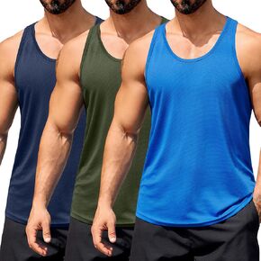 COOFANDY Men's 3 Pack Workout Tank Tops Quick Dry Gym Sleeveless Muscle T Shirts Y Back Athlectic Tank Bodybuilding Top