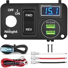 Nilight Golf Cart Key Switch Console Panel 9V-48V DC with Forward Reverse 3PIN Rocker Switch 4.8A Dual USB Quick Charger LED Digital Voltmeter for EZGO TXT PDS Golf Cart