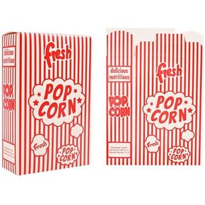 20pcs Popcorn Boxes Paper Popcorn Bags Container Bulk Red White Popcorn Cups Bucket for Popcorn Movie Theater Party Supplies
