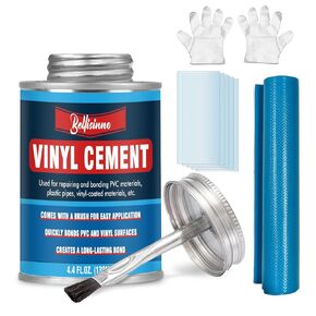 Vinyl Cement Glue for Inflatables, Waterproof Adhesive, High Strength PVC Repair Glue for a Variety of Pool Liners, Tarps, Hot Tubs, Air Mattresses (4.4 oz.)