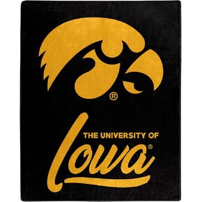 Northwest NCAA Iowa Hawkeyes Unisex-Adult Raschel Throw Blanket, 50" x 60", Signature