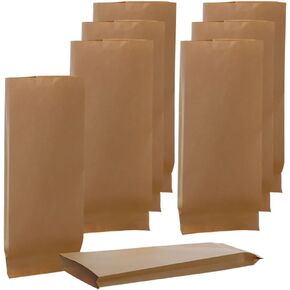 GSHLLO 200 Pcs Paper Churro Bags Kraft Paper Stock Bags Restaurant Utensil Cutlery Bag Cookie Wax Paper Bags Long Silverware Sleeves for Candy Treat Brown