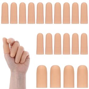 20 Pcs Finger Cot Silicone Finger Protectors 2 Sizes Finger Sleeves Rubber Fingers Tips Gel Finger Cots for Finger Cracking Trigger Finger Arthritis Pain Relief(Skin)