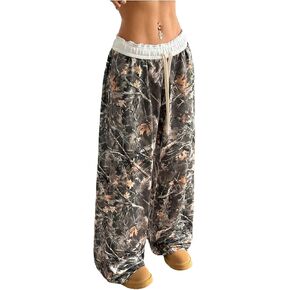 SOLY HUX Women's Camo Pants Wide Leg Baggy Sweatpants Elastic Waist Drawstring Loose Pants in Kuwait