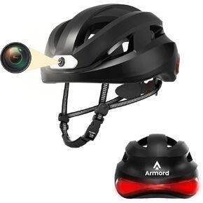 Bike Helmet for Adults, Smart Helmets with 1080P 60 fps Sports Camera, Dual Antenna Bluetooth, Front & Rear Lights, Multi-Person Intercom Functionality Men & Women's Bicycle Helmet