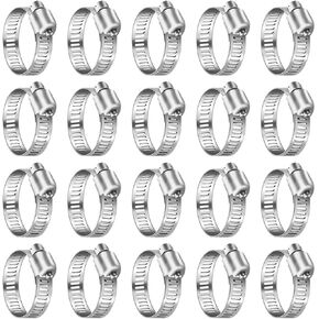 WWDPOOL Hose Clamps - 20 PCS Stainless Steel Worm Gear Hose Clamp 3/4"-1-1/8"(19-29mm) Adjustable Metal Pipe Hose Clamp, Fuel Line Tube Clamp for Plumbing, Dishwasher, Automotive Radiator Mechanical