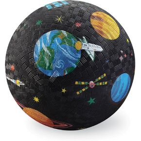 Crocodile Creek Playground Ball - Durable Rubber Ball for Kids Ages 3 and Up - Bouncy Inflatable Ball for Kickball, Indoor Games, and Outdoor Sports - PVC-Free - Space Exploration - 5-inch Diameter