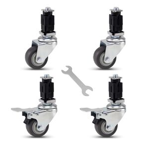 2inch Plug-in casters, Silent, high Load Capacity 4pcs Set (1" Square Tube Plug-in casters, 2with Brake 2without)