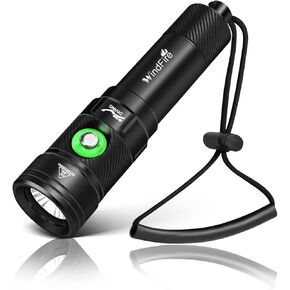 WINDFIRE Dive Light Scuba Diving Flashlight, IPX8 Waterproof Flashlight, 4 Modes Underwater Lights with Power Indicator, Scuba Flash Light Narrow Beam Angle Dive Torch for Snorkeling