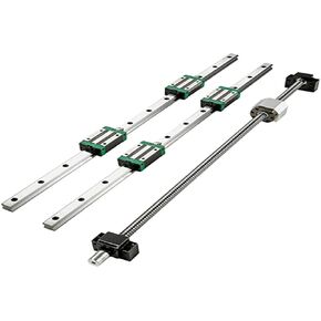 VEVOR Linear Guide Rail, 2PCS HGR20-1000mm Linear Slide Rail + 1Pcs RM1605-1000mm Ballscrew with BF12/BK12 Kit, Coupling, Slide Blocks Linear Guide Rail Set for DIY CNC Routers Lathes Mills