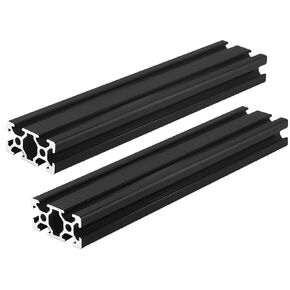 2 Pcs 2040 CNC 3D Printer Parts European Standard Anodized Linear Rail Aluminum Profile Extrusion for DIY 3D Printer Black (500mm)