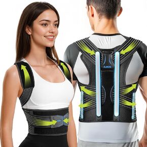 Posture Corrector for Women and Men, Upgraded Full Back Brace with Enhanced Support, Shoulder Straightener with Cushioned Shoulder Pads & Underarm Pain Relief Strap, Size M (Upper Waist: 35.4"-41.3")
