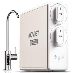 U1 Reverse Osmosis Water Filter 10-Stage, 600 GPD Tankless Under Sink RO Water Filtration System with 2-in-1 Smart LED Faucet, NSF/ANSI 42 & 58 Certified, 3:1 Pure to Drain
