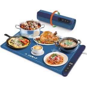 Food Warming Mat, Upgrade Full Surface Graphene Heating, Fast Electric Warming Tray with 6 Level Adjustable Temperature and 6 Hours Timer, Roll Up Food Warmers for Buffets Parties, and Gatherings