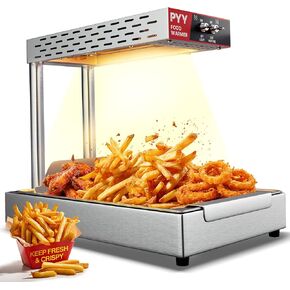 Pyy French Fry Warmer - مصباح حرارة الطعام للرقائق التجارية بالحرارة التجارية خالية من الإضاءة ، 450 واط طعام أكثر دفئًا ، وقفًا لمحطة تفريغ الاحترار ، والفضة ، والفضة ، ومطعم المنزل in Kuwait
