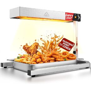 مصباح تسخين الطعام PYY - سخان قلي فرنسي قابل للتعديل مع حامل قاعدة على شكل حرف U، ضوء تدفئة طعام على سطح المنضدة التجارية مع حامل للبطاطس المقلية وإشعاع التسخين الكهربائي، 500 وات من الفولاذ المقاوم للصدأ فضي in Kuwait