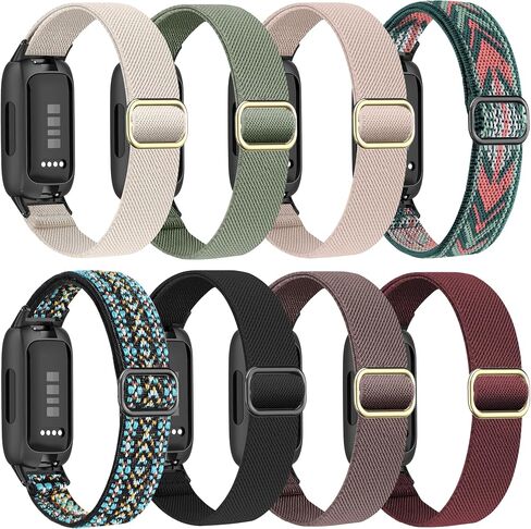 8 Pack Elastic Breathable Nylon Compatible with Fitbit Inspire 3 Bands for Women Men, Stretchy Adjustable Soft Sport Strap Replacement Wristband for Fitbit Inspire 3/2 Bands in Saudi Arabia