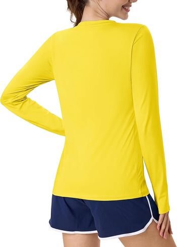 MAGCOMSEN Women’s Long Sleeve Shirts UPF 80+ Quick Dry Athletic Workout Tee Shirts with Thumb Holes Rash Guard Swim Tops in Saudi Arabia