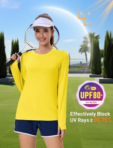 MAGCOMSEN Women’s Long Sleeve Shirts UPF 80+ Quick Dry Athletic Workout Tee Shirts with Thumb Holes Rash Guard Swim Tops in Saudi Arabia