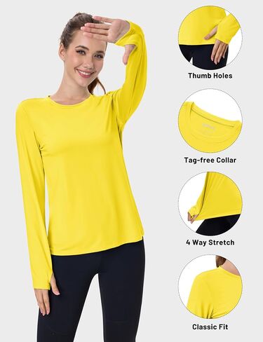 MAGCOMSEN Women’s Long Sleeve Shirts UPF 80+ Quick Dry Athletic Workout Tee Shirts with Thumb Holes Rash Guard Swim Tops in Saudi Arabia