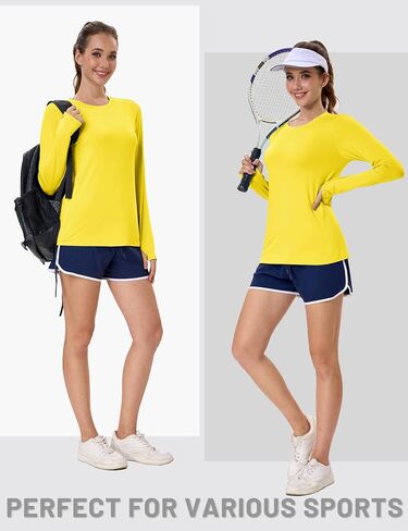 MAGCOMSEN Women’s Long Sleeve Shirts UPF 80+ Quick Dry Athletic Workout Tee Shirts with Thumb Holes Rash Guard Swim Tops in Saudi Arabia