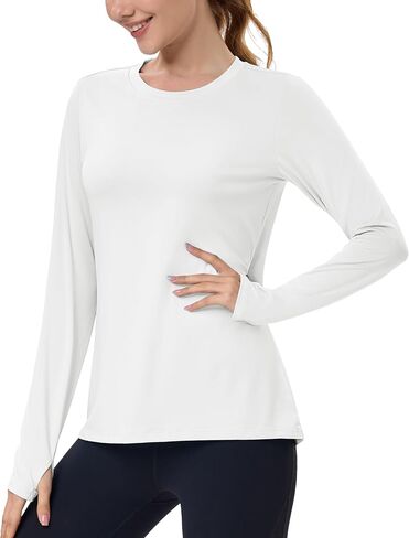 MAGCOMSEN Women’s Long Sleeve Shirts UPF 80+ Quick Dry Athletic Workout Tee Shirts with Thumb Holes Rash Guard Swim Tops in Saudi Arabia