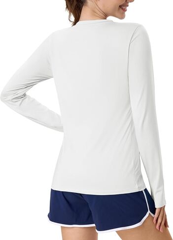 MAGCOMSEN Women’s Long Sleeve Shirts UPF 80+ Quick Dry Athletic Workout Tee Shirts with Thumb Holes Rash Guard Swim Tops in Saudi Arabia