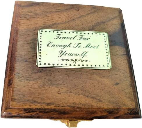 Brass Copper Vintage Navigational Compass with Wooden Box Antique Gift for Survival and Direction by Decor Hunt in Saudi Arabia