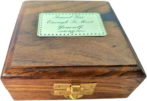 Brass Copper Vintage Navigational Compass with Wooden Box Antique Gift for Survival and Direction by Decor Hunt in Saudi Arabia