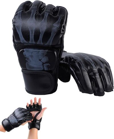 قفازات الملاكمة، قفازات PU MMA قفازات الملاكمة مكونة من زوجين من معدات الملاكمة للتدريب في المنزل على الملاكمة والفنون القتالية Sanda Sparring (نموذج يد الشبح باللون الأسود) in Kuwait