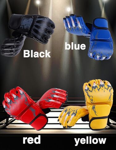 قفازات الملاكمة، قفازات PU MMA قفازات الملاكمة مكونة من زوجين من معدات الملاكمة للتدريب في المنزل على الملاكمة والفنون القتالية Sanda Sparring (نموذج يد الشبح باللون الأسود) in Kuwait