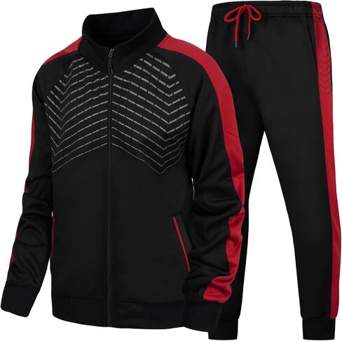 Men's Track Suits Mens Sweatsuit 2 Piece Set Long Sleeve Running Jogging Athletic Sports Set Full Zip Tracksuit in Saudi Arabia