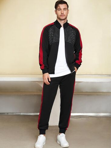Men's Track Suits Mens Sweatsuit 2 Piece Set Long Sleeve Running Jogging Athletic Sports Set Full Zip Tracksuit in Saudi Arabia