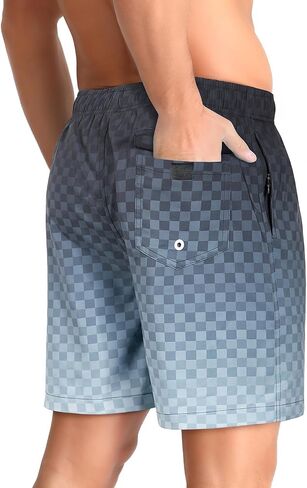 zeetoo Mens Swim Trunks with Compression Liner 5" Inseam Quick Dry Beach Shorts with Zipper Pockets in Saudi Arabia