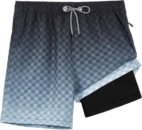 zeetoo Mens Swim Trunks with Compression Liner 5" Inseam Quick Dry Beach Shorts with Zipper Pockets in Saudi Arabia