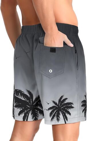 zeetoo Mens Swim Trunks with Compression Liner 5" Inseam Quick Dry Beach Shorts with Zipper Pockets in Saudi Arabia