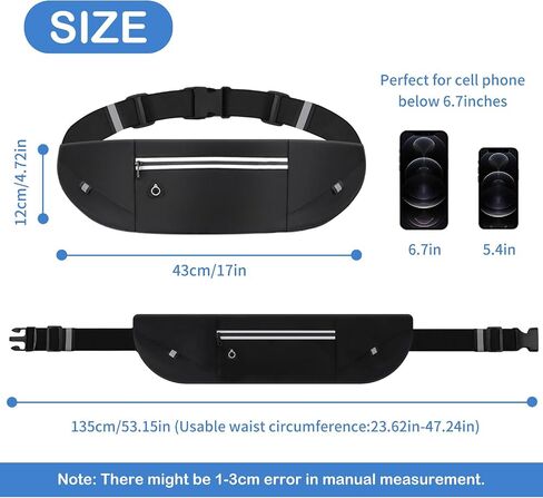 Slim Running Belt Fanny Pack for Men Women, Running Phone Holder Runners Pouch Waist Pack for Workout (1198, Black) in Kuwait